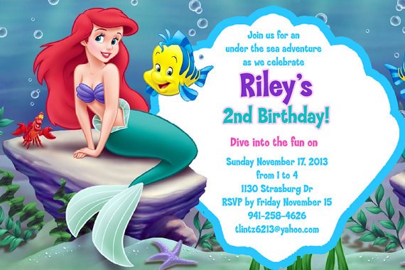 Ariel The Little Mermaid Birthday Invitation Wording