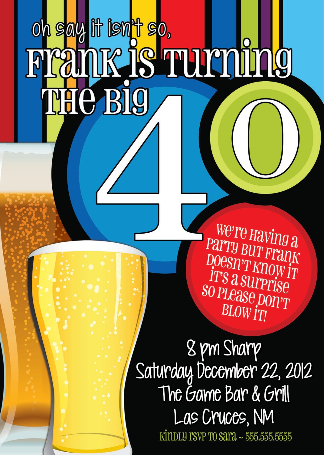 Beer Men 40th Birthday Party Invitation Wording Ideas