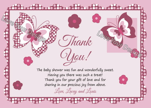 Butterfly Themed Thank You Baby Shower Cards