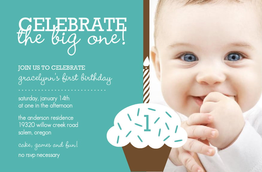 Cupcake Baby Boy 1st Birthday Invitation Ideas