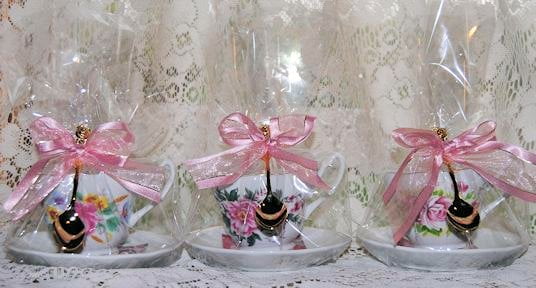 Floral Tea Cup anda Tea Spoons Baby Shower Favors
