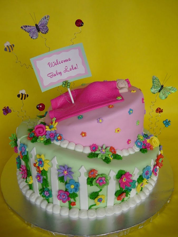 Flower Garden Themed Baby Shower Cake Decoration
