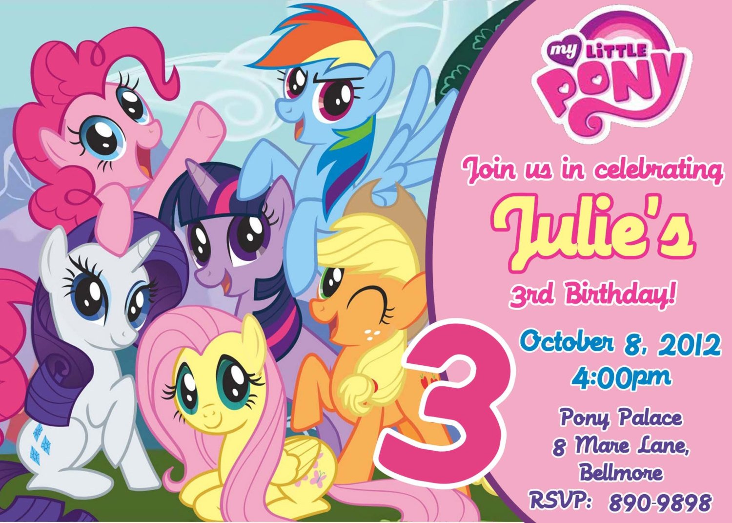 My Little Pony Birthday Party Invitations  Baby Shower 