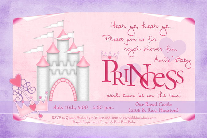 Little Princess Theme Baby Shower Invitation