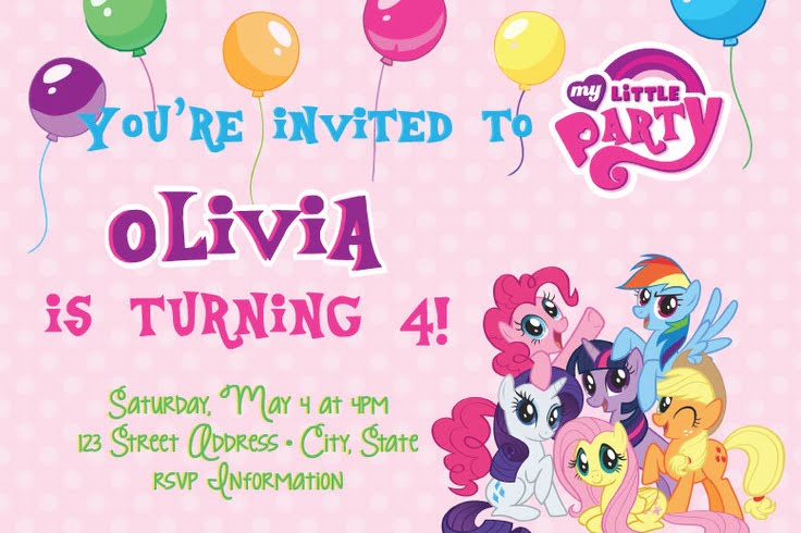 My Little Pony Birthday Party Invitation For Girls