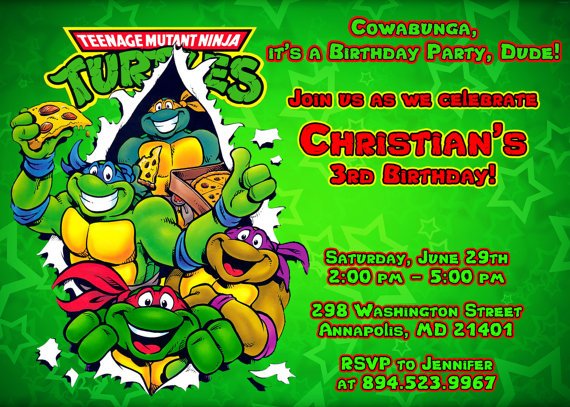 Ninja Turtle Birthday Party Invitation Printable Free