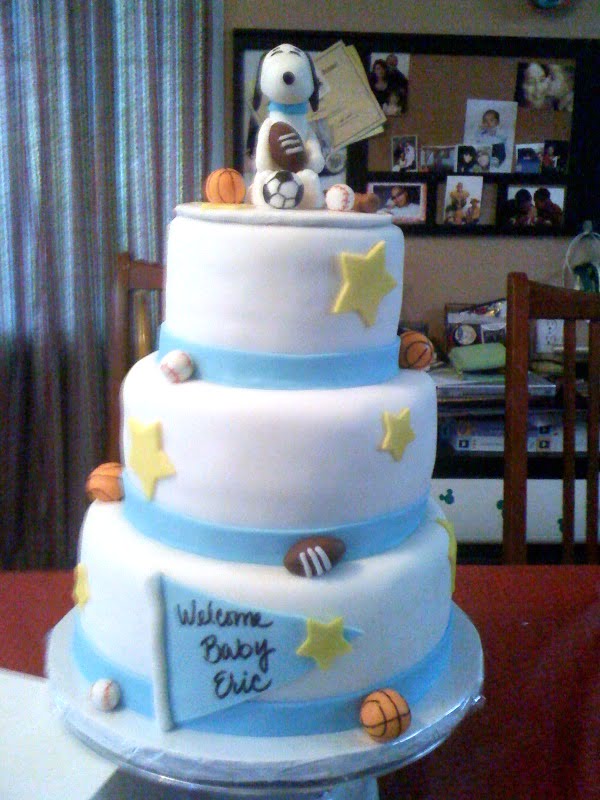 Sport Snoopy Baby Shower Cake Decoration