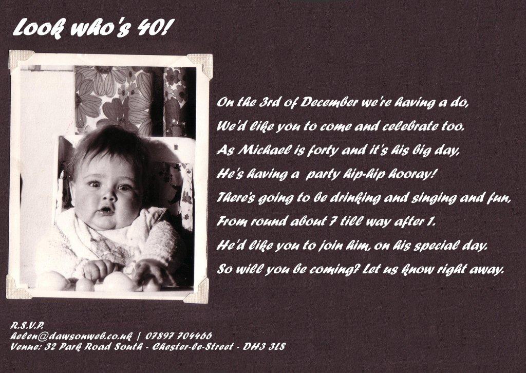 Vintage 40th Birthday Party Invitation Wording Ideas