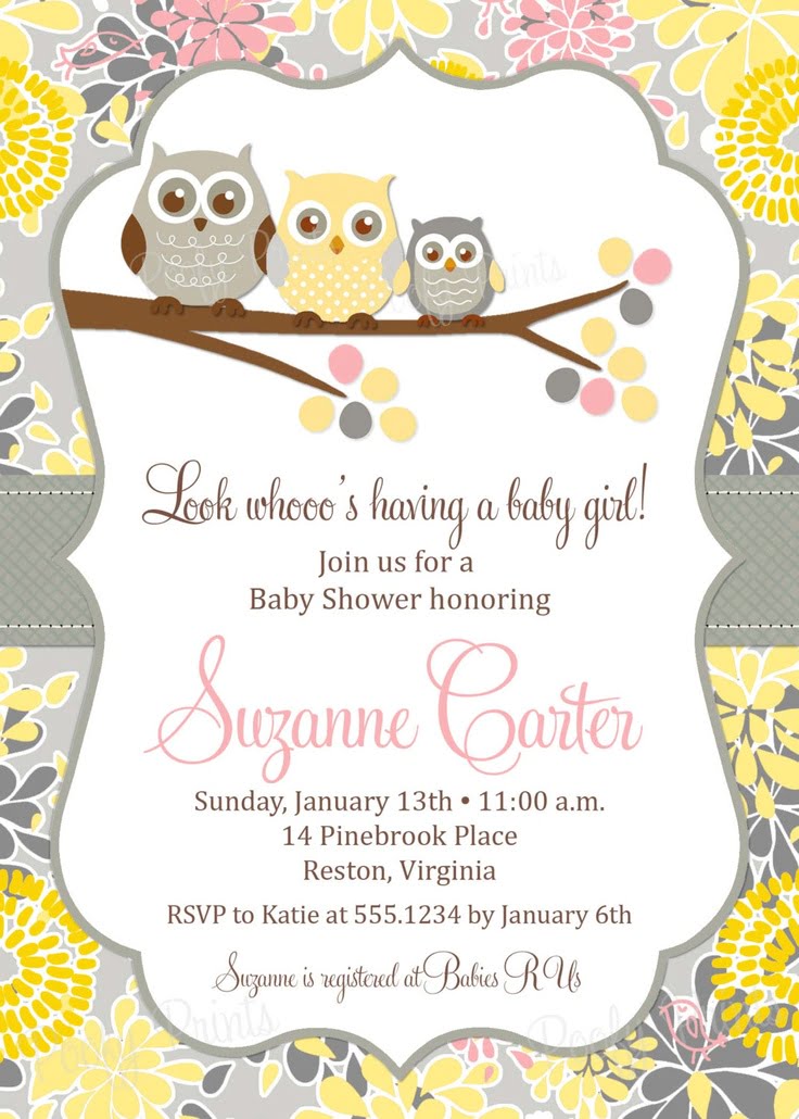 flower free printable owl baby shower invitations