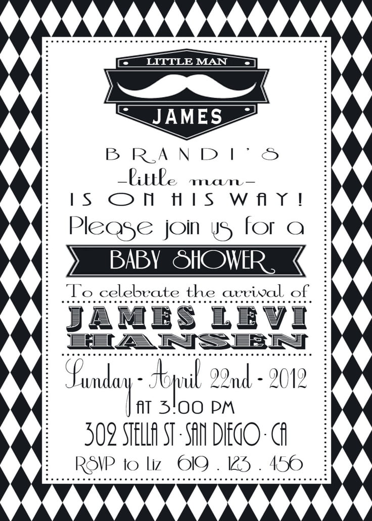 cool black and white baby shower invitations