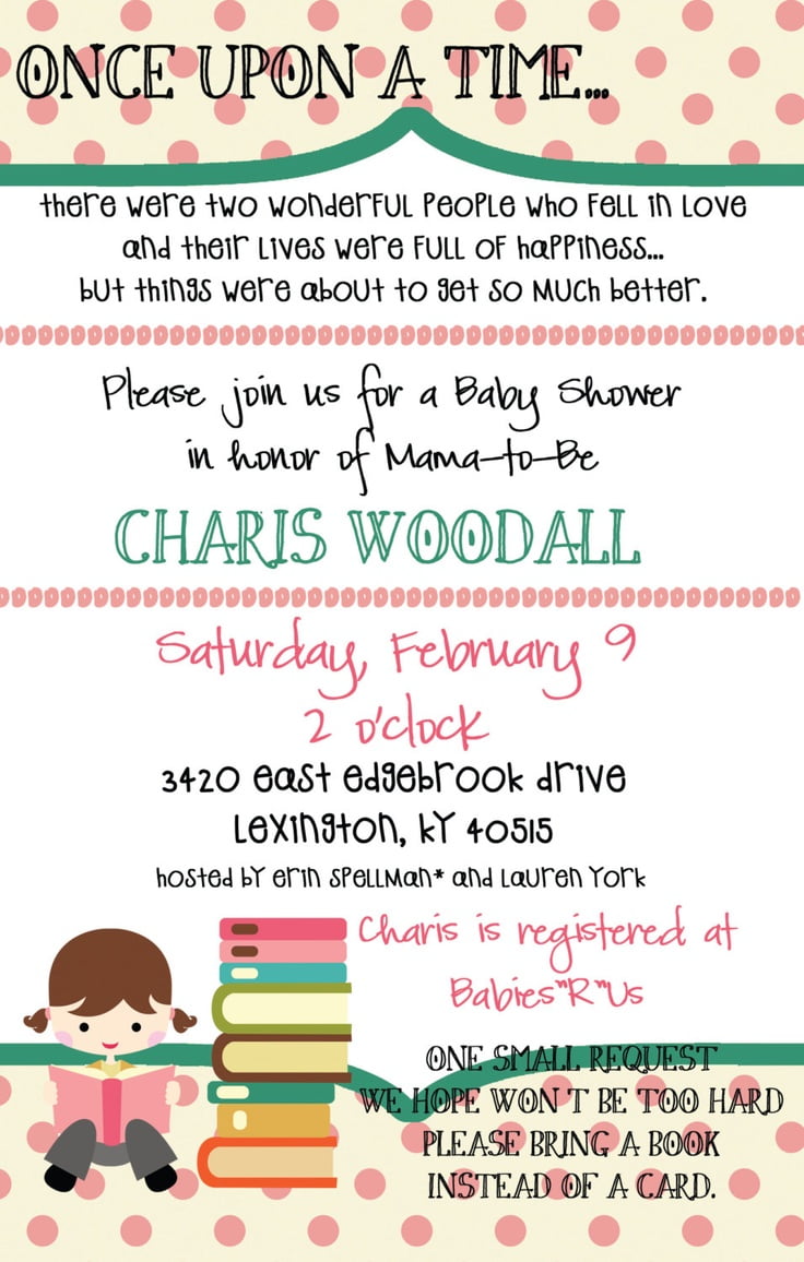 girl storybook baby shower invitations