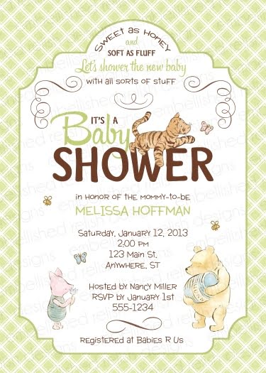 piglet classic winnie the pooh baby shower invitations