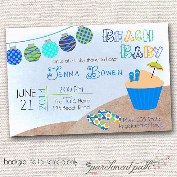 sand beach baby shower invitations