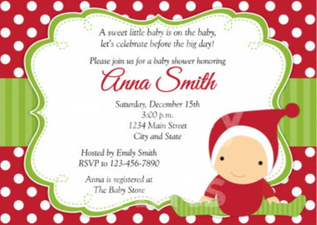santa christmas baby shower invitations