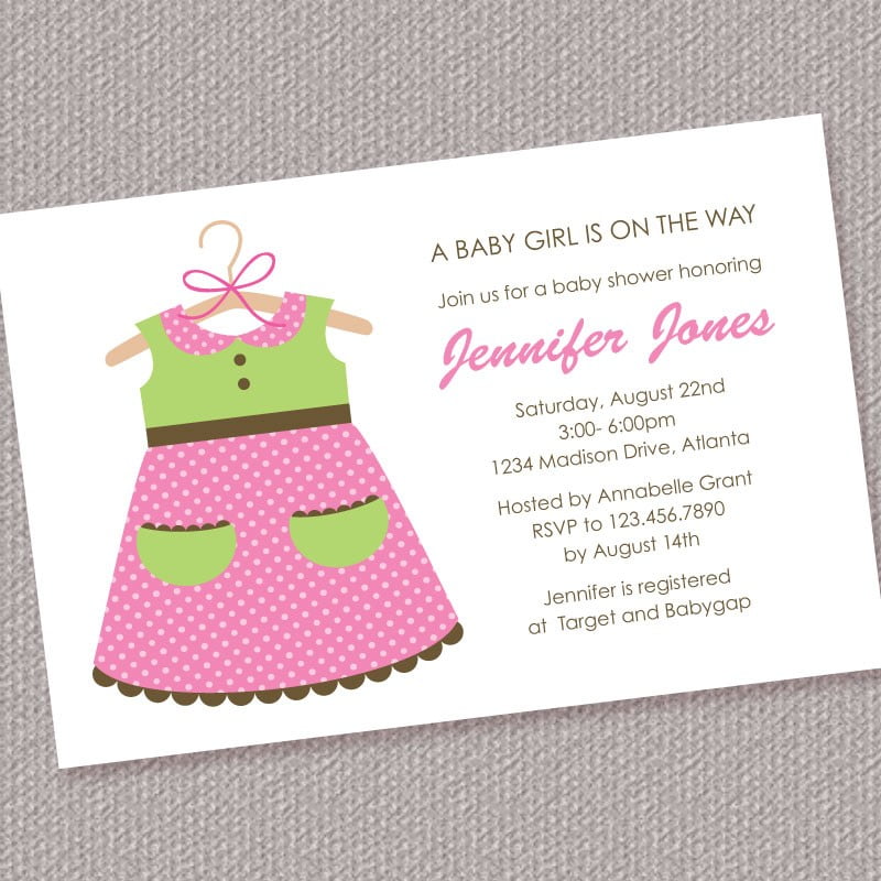 dress baby girl shower invitation wording