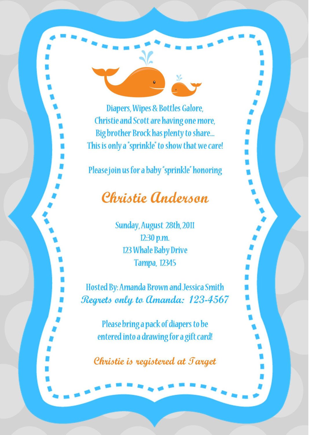whale baby shower invitation wording