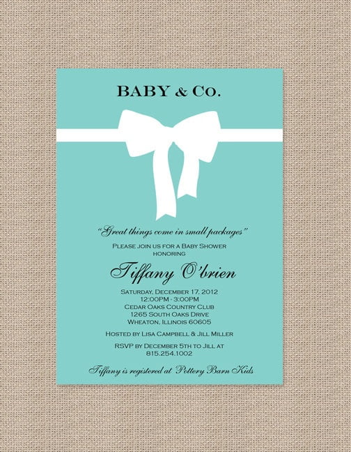ribbon tifanny blue baby shower invitations