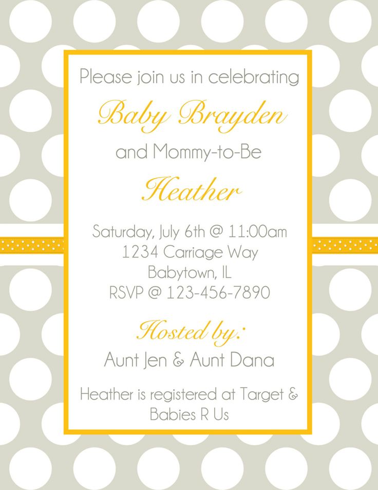 simple yellow and gray baby shower invitations