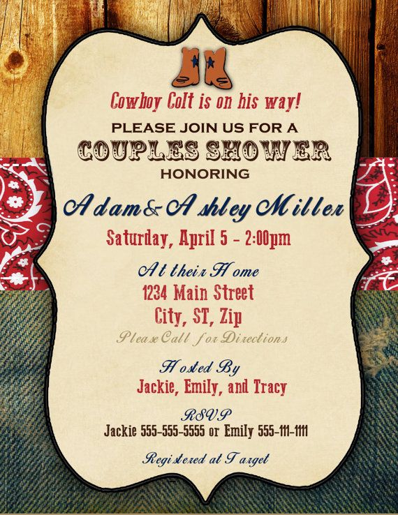 boots country baby shower invitations