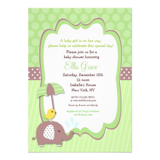 green baby shower invtations