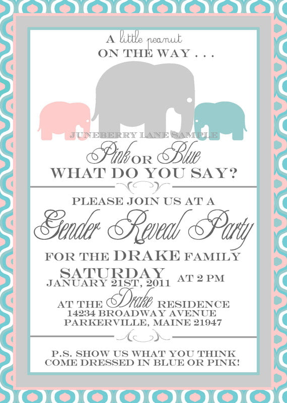 pink gender reveal baby shower invitations