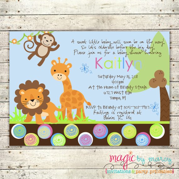 monkey safari themed baby shower invitations
