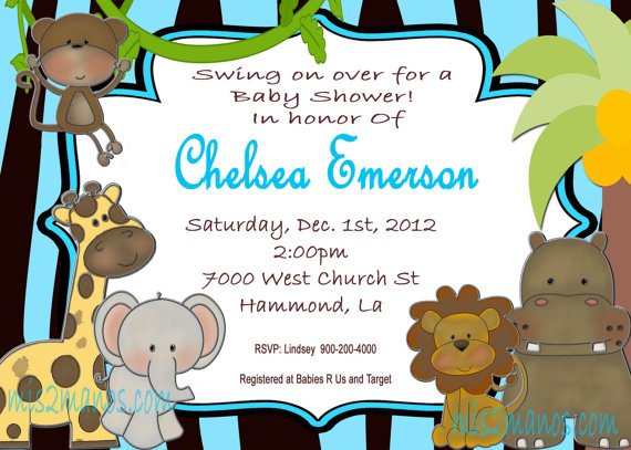 monkey animal baby shower invitations