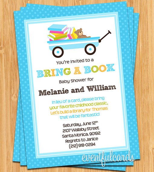blue book baby shower invitations