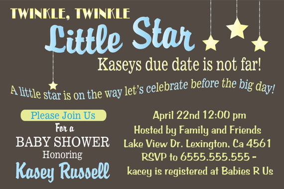 fun twinkle twinkle baby shower invitations