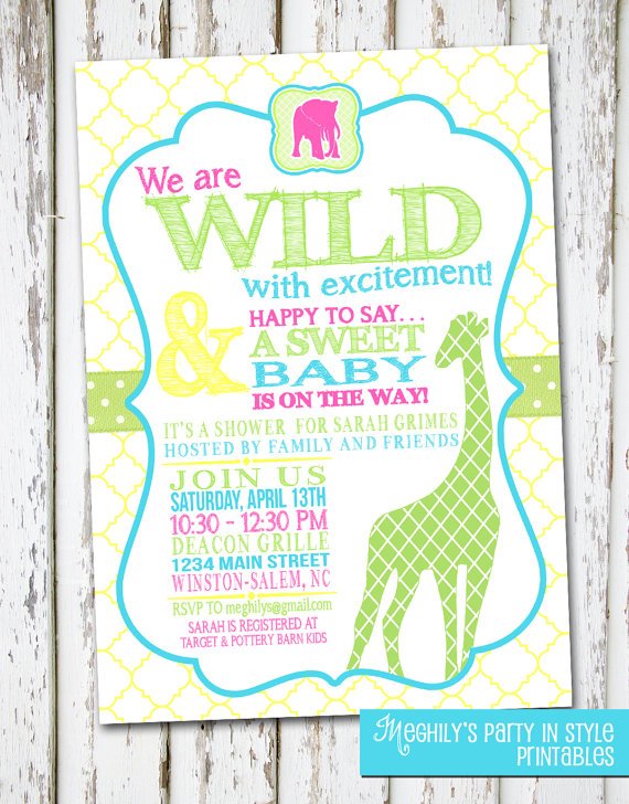 giraffe how to fill out a baby shower invitations