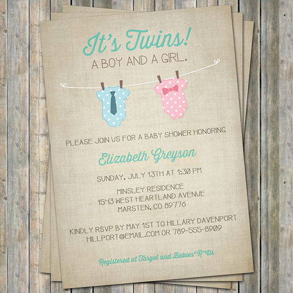 fun twin girl baby shower invitations