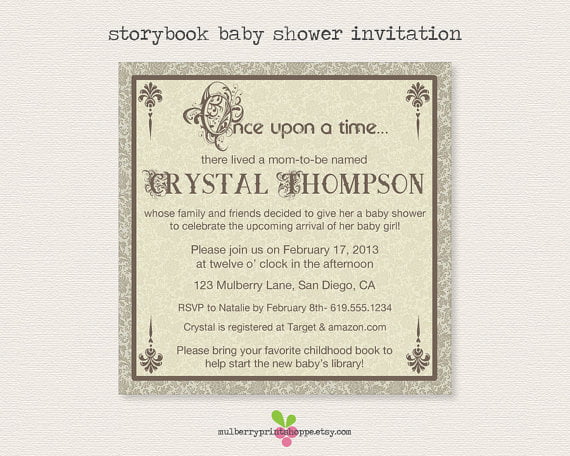 word storybook baby shower invitations