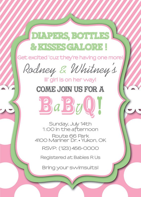 pink baby q shower invitations
