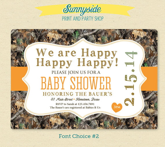 cool camouflage baby shower invitations
