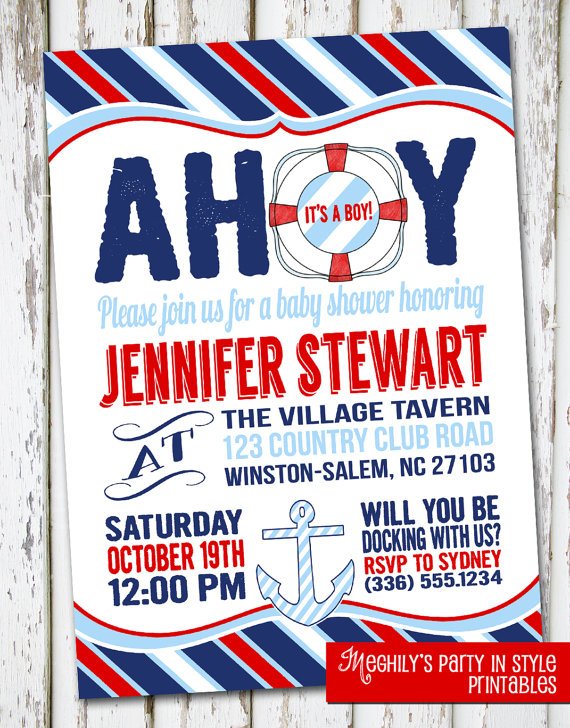 ahoy sailor baby shower invitations