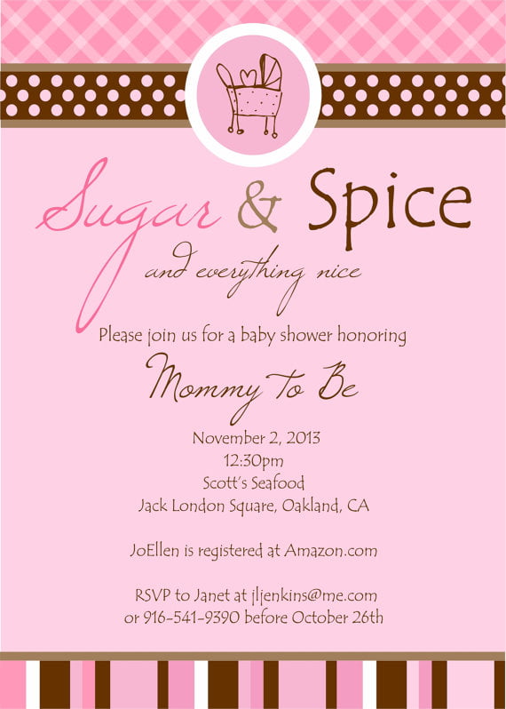 pink sugar and spice baby shower invitations