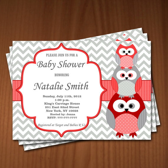 red owl baby shower invites