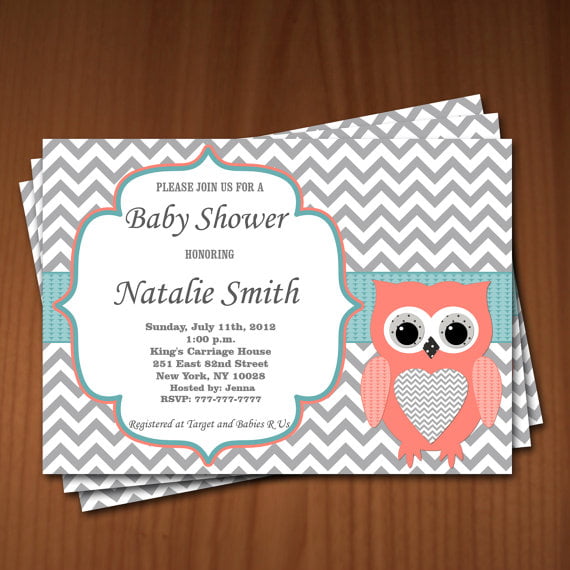 grey free printable owl baby shower invitations