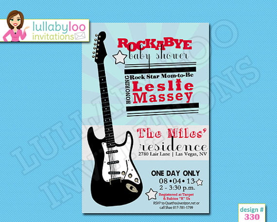 guitar cheap baby shower invites