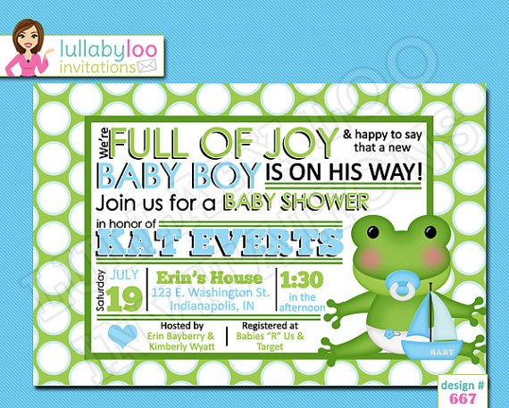green cute cheap baby shower invitations
