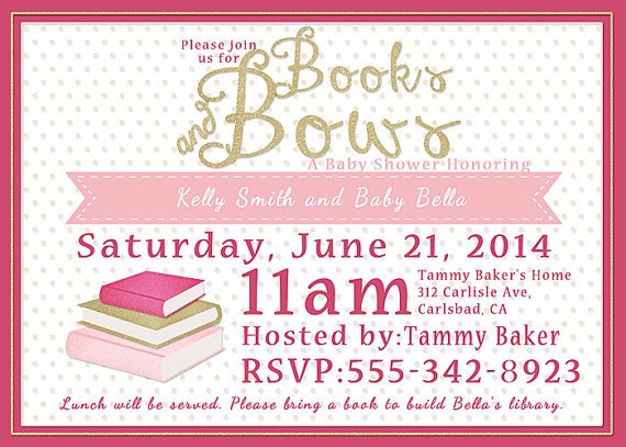 pink book baby shower invitations