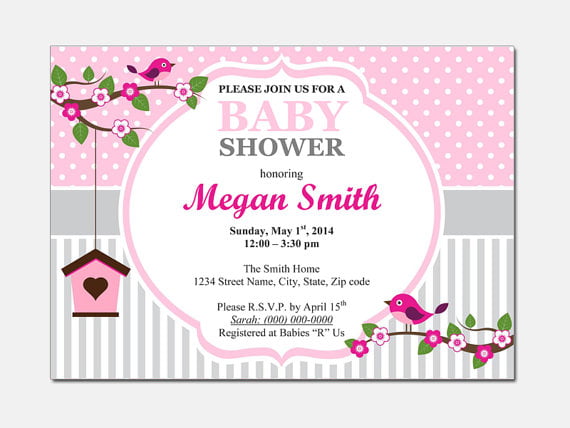 bird free baby shower invitation templates for word