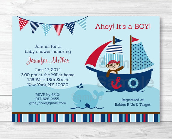 nautical pirate baby shower invitations