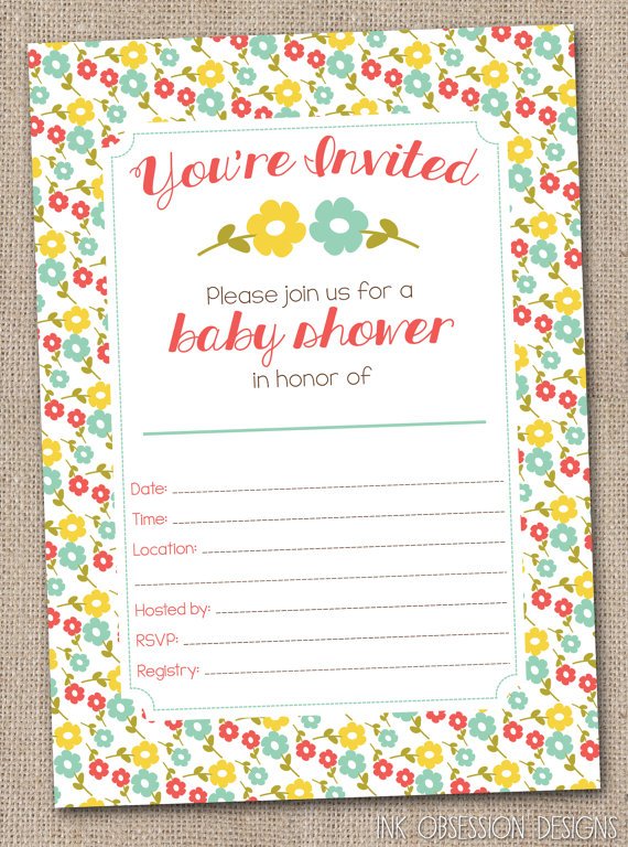 colorful fill in baby shower invitations