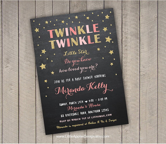 sparkles twinkle twinkle baby shower invitations