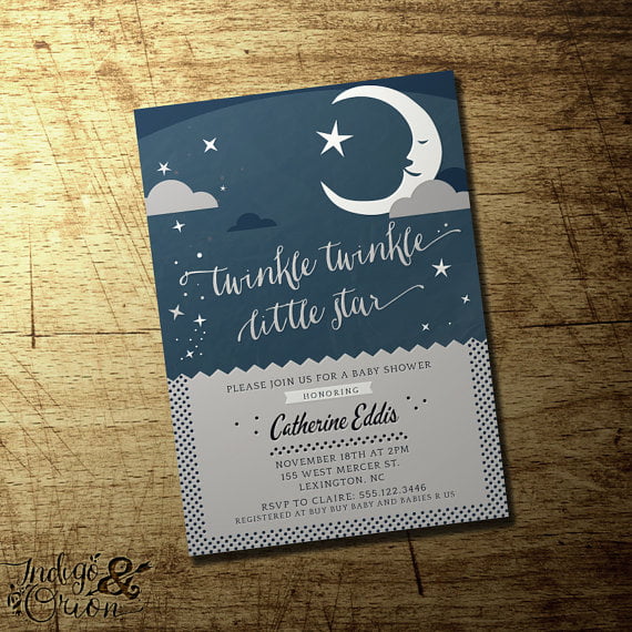 moonlight twinkle twinkle baby shower invitations