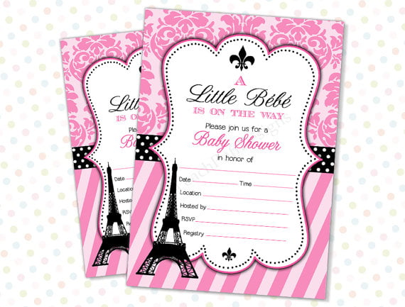 eiffel fill in baby shower invitations