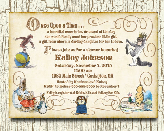 pictures once upon a time baby shower invitations