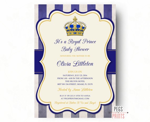 crown royal prince baby shower invitations