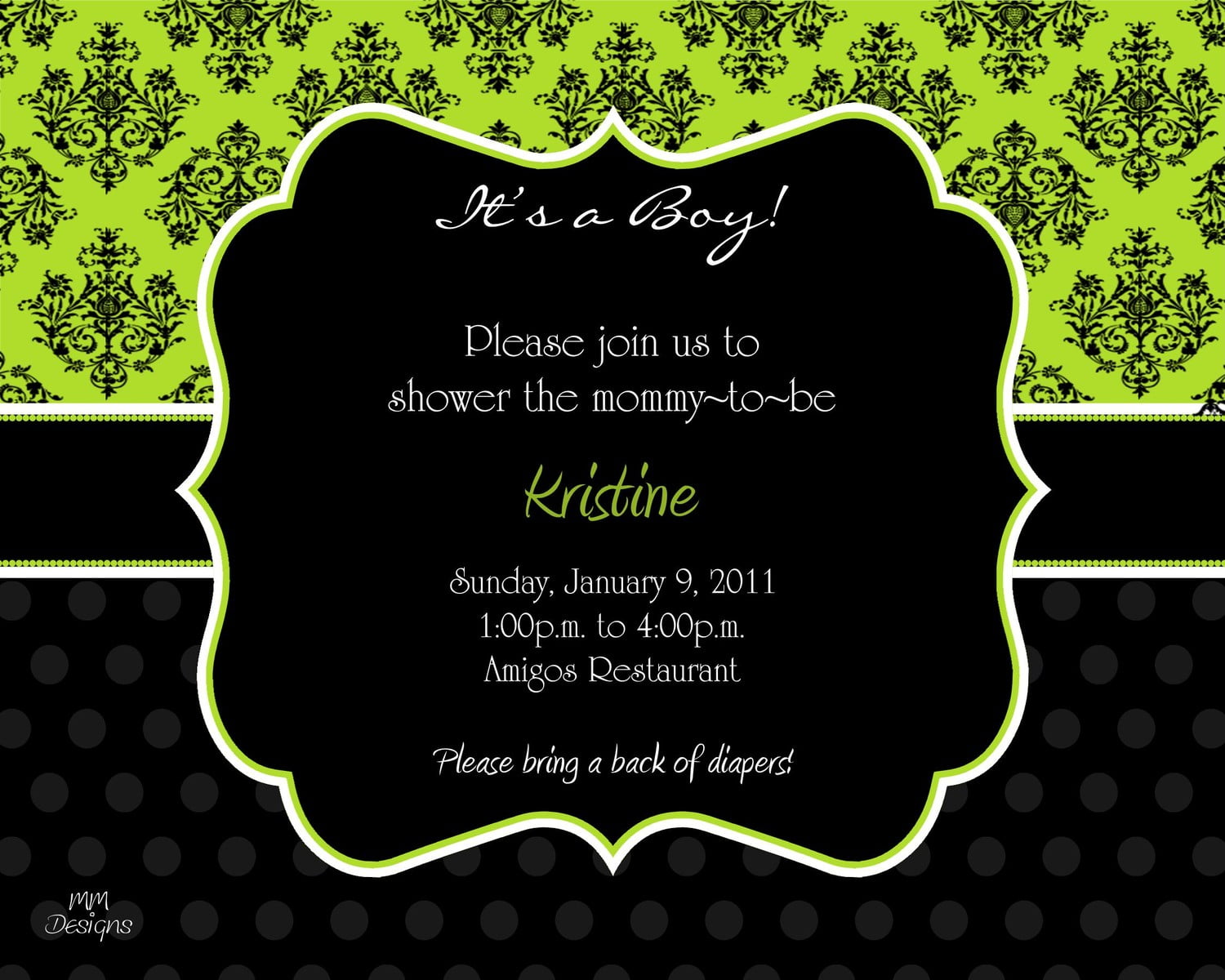 damask cheap baby shower invitations